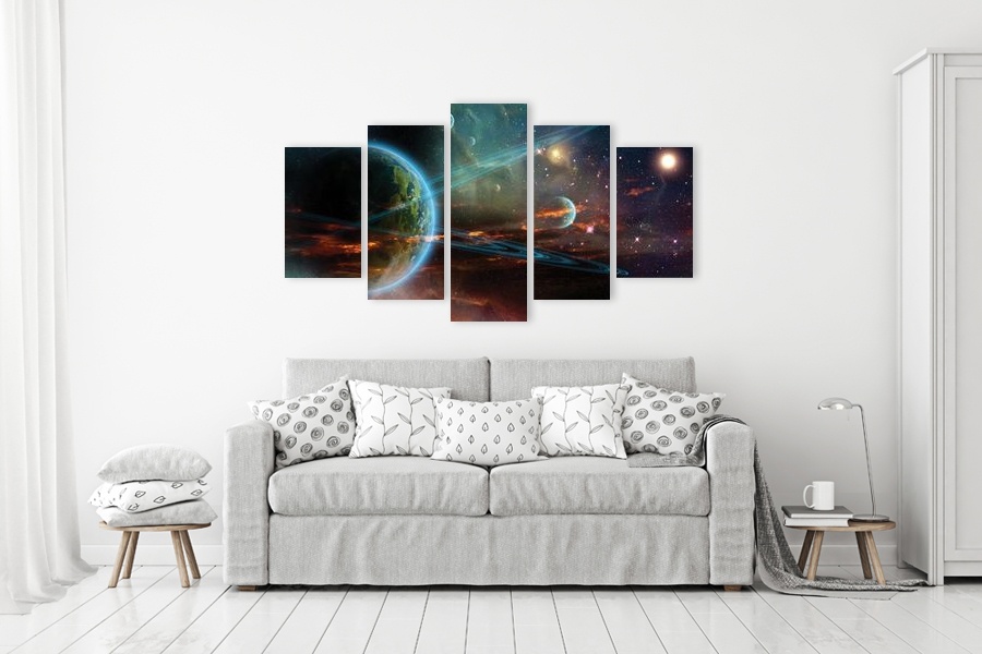 Πίνακας σε καμβά για διάστημα, με αστερισμούς και γαλαξίες, σε αφηρημένο στυλ, ιδανικός για μοντέρνο χώρο.