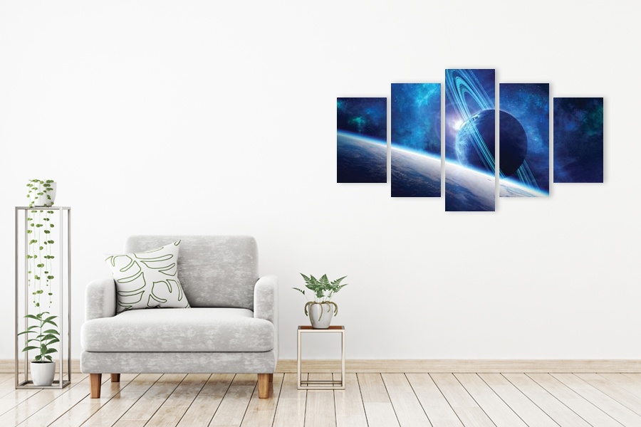 Πίνακας σε καμβά για χώρο που μπορεί να προορίζεται για το διάστημα, με αφηρημένο στυλ και μοντέρνα διακόσμηση.
