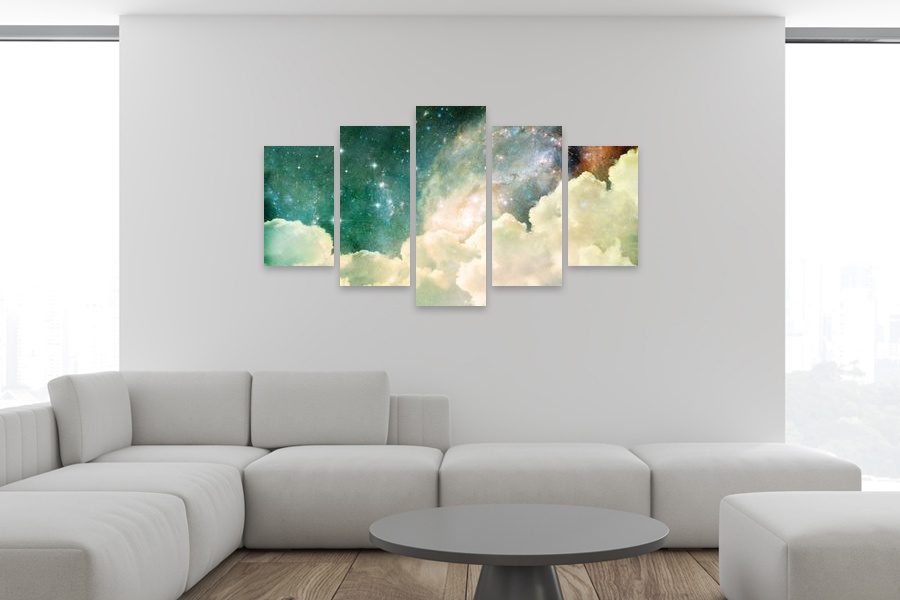 Πίνακας σε καμβά για δωμάτιο, με θέμα το διάστημα, σε αφηρημένο στυλ, μοντέρνα διακόσμηση.