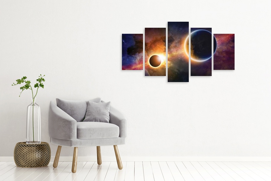 Πίνακας σε καμβά για χώρο που μπορεί να προορίζεται σε δωμάτιο, με αφηρημένο θέμα διαστήματος, μοντέρνο στυλ.