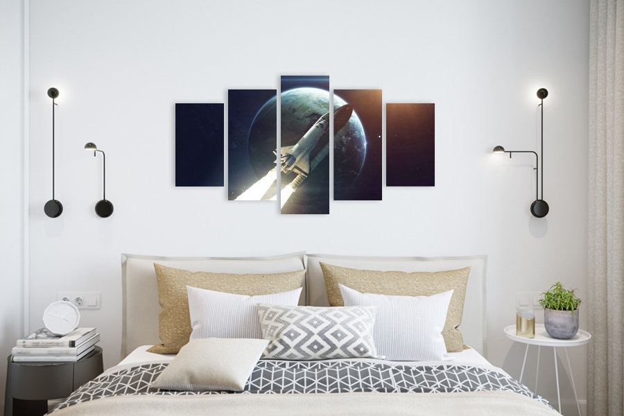 Πίνακας σε καμβά για δωμάτιο, με θέμα το διάστημα, αφηρημένο στυλ, ιδανικός για μοντέρνα διακόσμηση.