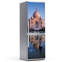 Υφασμάτινο αυτοκόλλητο ψυγείου που απεικονίζει το Taj Mahal.Είναι ανθεκτικό και κολλάει και ξεκολλάει εύκολα.Μπορείτε να μας ζητήσετε να εκτυπωθεί σε όποιες διαστάσεις θέλετε. Το θέμα προσαρμόζεται αναλογικά στις διαστάσεις που θέλετε.Το παράδειγμα που παρουσιάζουμε στην απομονωμένη εικόνα του θέματος αφορά ψυγείο με διαστάσεις 75cm πλάτος x 200cm ύψος.