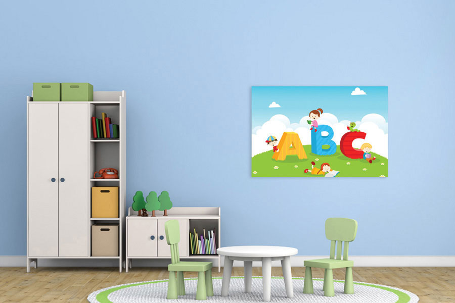 Πίνακας σε καμβά για παιδικό δωμάτιο, με παιδικά θέματα, αφηρημένο στυλ, μοντέρνα διακόσμηση.