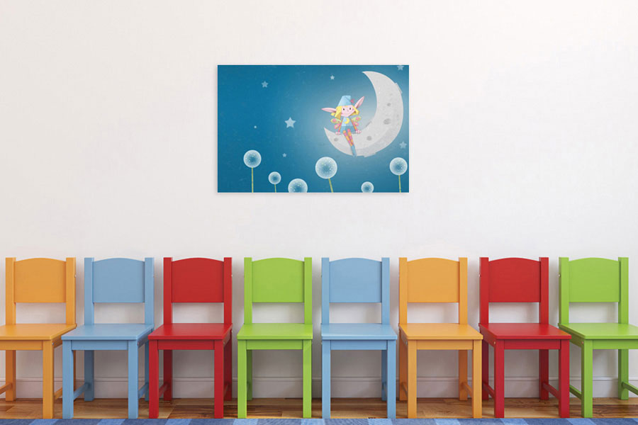 Πίνακας σε καμβά για παιδικό δωμάτιο, με παιδική εικόνα σε αφηρημένο στυλ, μοντέρνα διακόσμηση.