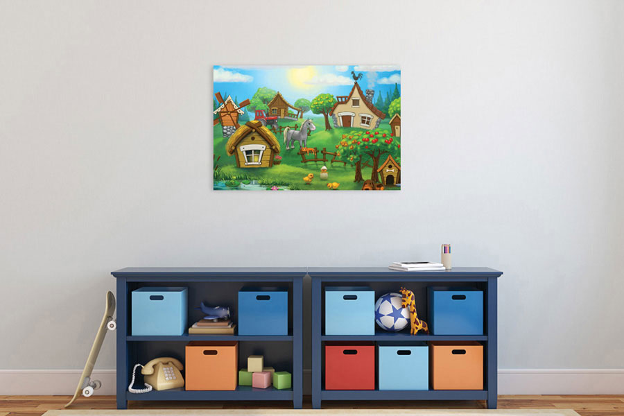 Πίνακας σε καμβά για παιδικό δωμάτιο με αφηρημένες ήρωες, μοντέρνος στυλ διακόσμησης.