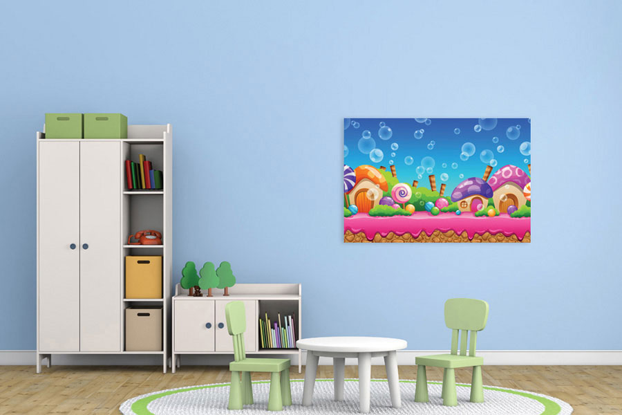Πίνακας σε καμβά για παιδικό δωμάτιο, με παιδικές εικόνες, σε μοντέρνο στυλ διακόσμησης.