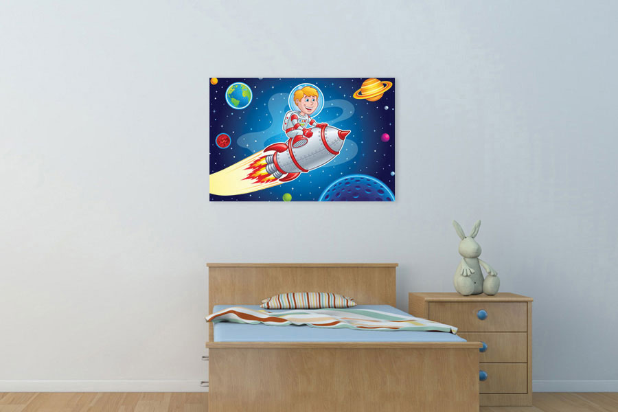 Πίνακας σε καμβά για παιδικό δωμάτιο, με αγαπημένες παιδικές εικόνες, σε ρεαλιστικό και μοντέρνο στυλ διακόσμησης.