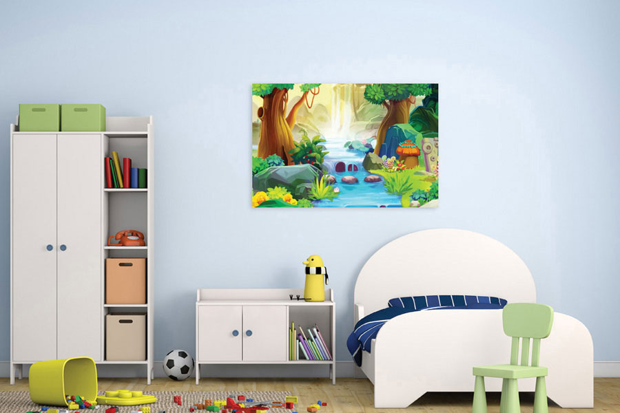 Πίνακας σε καμβά για παιδικό δωμάτιο, με παιχνιδιάρικα σχέδια, ρεαλιστικό και μοντέρνο στυλ διακόσμησης.