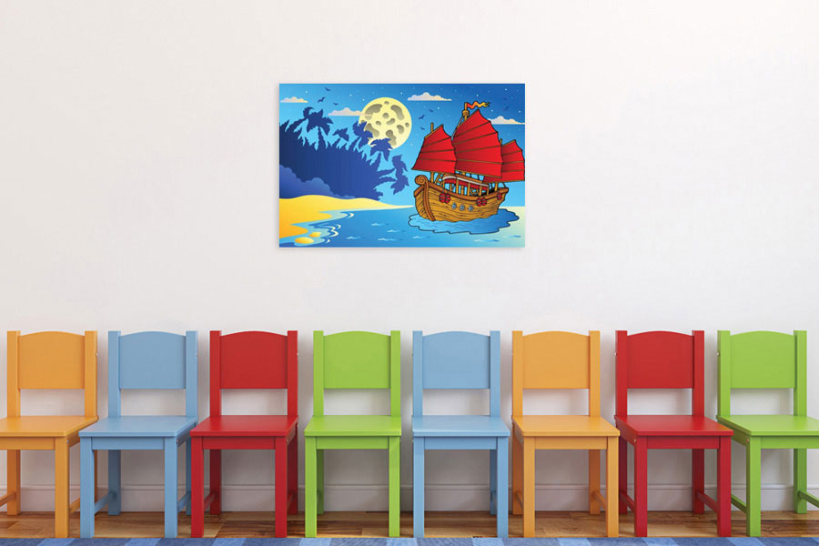 Πίνακας σε καμβά για παιδικό δωμάτιο, με веселά σχέδια και χρώματα, σε μοντέρνο και αφηρημένο στυλ.