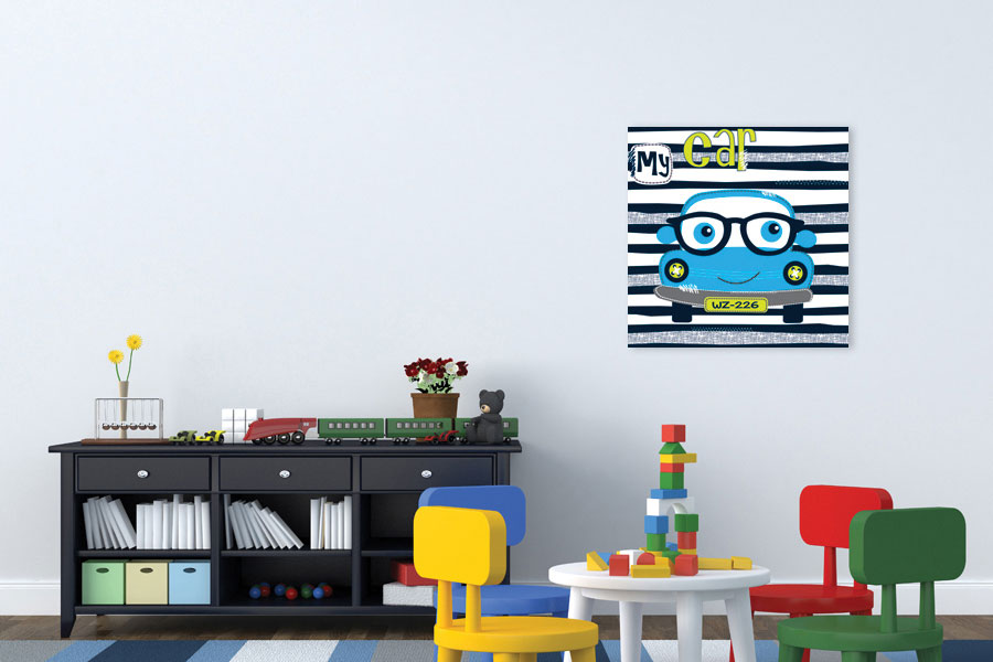 Πίνακας σε καμβά για παιδικό δωμάτιο με αφηρημένα σχέδια, σε μοντέρνο και φωτεινό στυλ διακόσμησης.