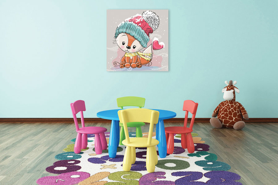 Πίνακας σε καμβά για παιδικό δωμάτιο, με αφηρημένο σχέδιο, σε μοντέρνο στυλ διακόσμησης.