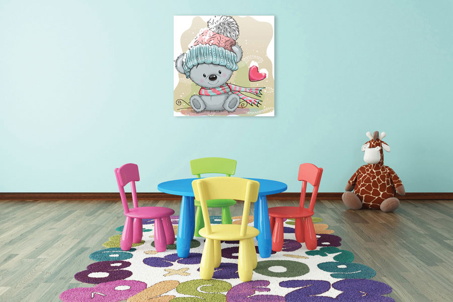 Πίνακας σε καμβά για παιδικό δωμάτιο, με χαρούμενα σχέδια, σε αφηρημένο και μοντέρνο στυλ διακόσμησης.
