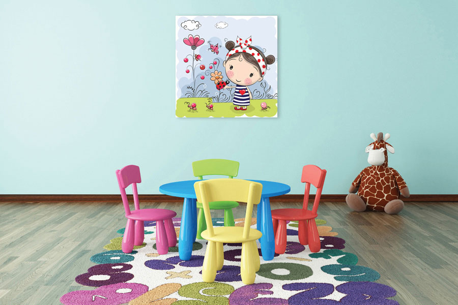 Πίνακας σε καμβά για δωμάτιο παιδιού, με παιδική εικόνα, σε αφηρημένο στυλ διακόσμησης.