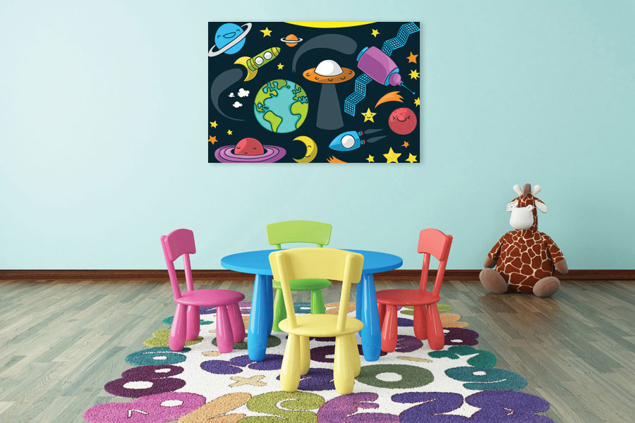 Πίνακας σε καμβά για παιδικό δωμάτιο με αφηρημένα σχέδια, ρεαλιστικό στυλ και μοντέρνα διακόσμηση.