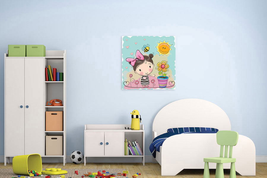 Πίνακας σε καμβά για παιδικό δωμάτιο, με θέμα παιδικά σχέδια, σε αφηρημένο στυλ και μοντέρνα διακόσμηση.