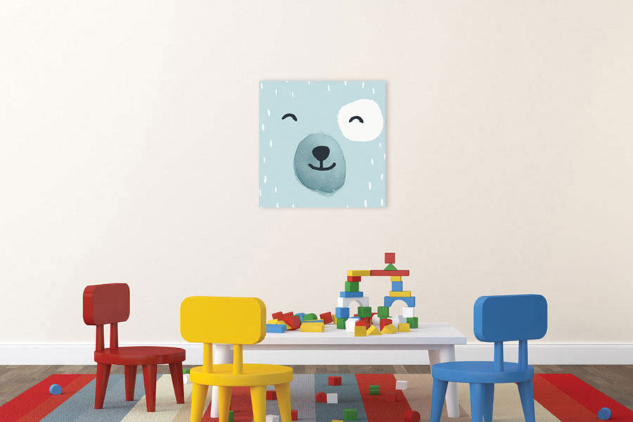 Πίνακας σε καμβά για παιδικό δωμάτιο, με χαρούμενα σχέδια και μοντέρνο στυλ διακόσμησης.