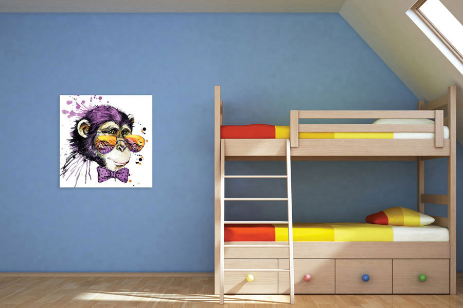 Πίνακας σε καμβά για παιδικό δωμάτιο, με ζωντανά χρώματα και θέμα παιδικές εικόνες, σε μοντέρνο στυλ διακόσμησης.