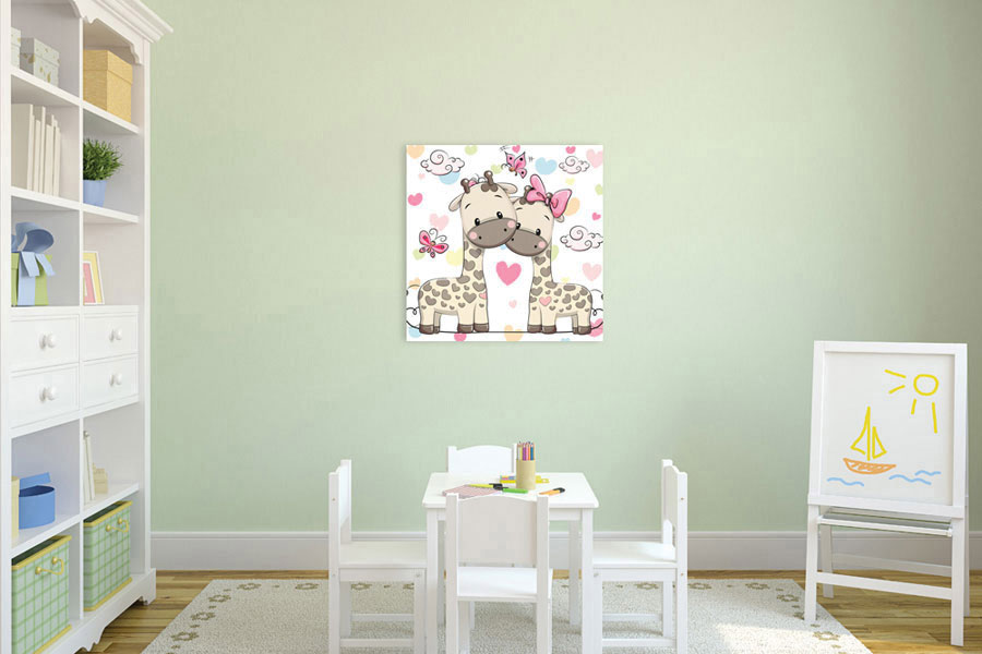Πίνακας σε καμβά για παιδικό δωμάτιο, με παιδικά σχέδια σε αφηρημένο στυλ, ιδανικός για μοντέρνα διακόσμηση.