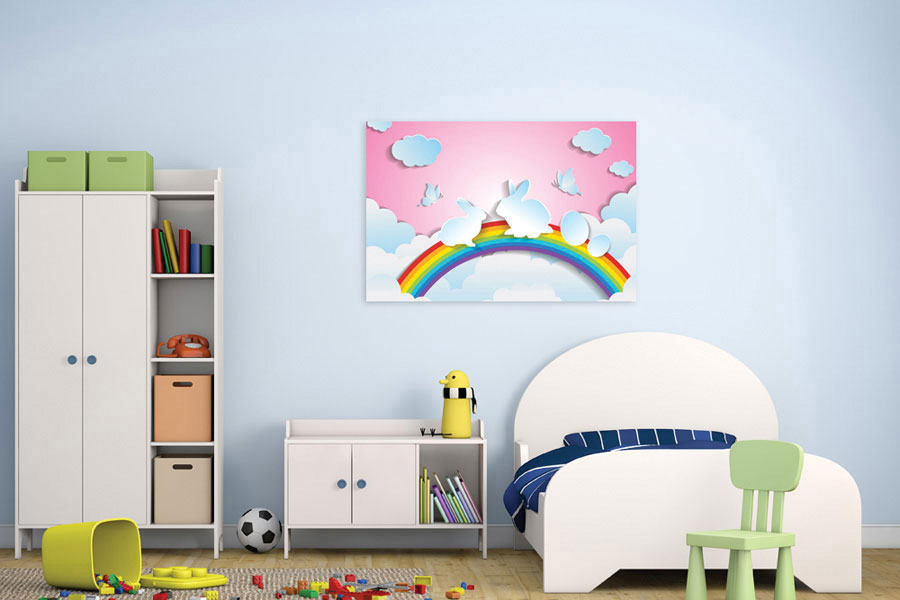 Πίνακας σε καμβά για παιδικό δωμάτιο, με παιδική θεματολογία σε ρεαλιστικό στυλ και μοντέρνα διακόσμηση.