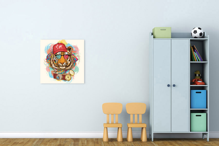 Πίνακας σε καμβά για παιδικό δωμάτιο, με χαρούμενα σχέδια, σε αφηρημένο και μοντέρνο στυλ διακόσμησης.