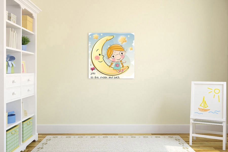Πίνακας σε καμβά για παιδικό δωμάτιο, με αγαπημένα παιδικά σχέδια, σε αφηρημένο και μοντέρνο στυλ διακόσμησης.