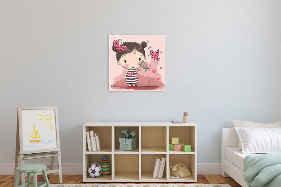 Πίνακας σε καμβά για παιδικό δωμάτιο, με παιδικούς ήρωες, σε ρεαλιστικό και μοντέρνο στυλ διακόσμησης.