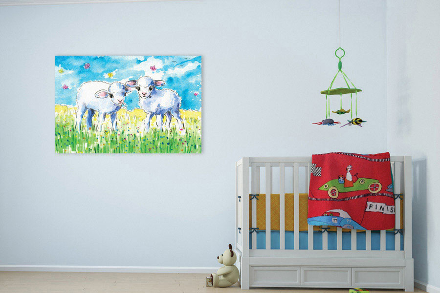 Πίνακας σε καμβά για παιδικό δωμάτιο, με παιδικές εικόνες, αφηρημένο στυλ, σε μοντέρνα διακόσμηση.