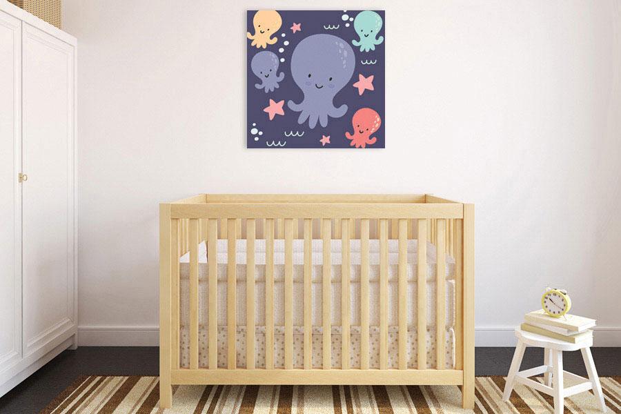 Πίνακας σε καμβά για παιδικό δωμάτιο, με παιδικές εικόνες σε αφηρημένο στυλ, μοντέρνα διακόσμηση.