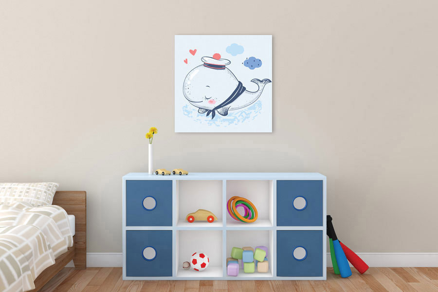 Πίνακας σε καμβά για παιδικό δωμάτιο, με πολύχρωμες εικόνες, ρεαλιστικό στυλ και μοντέρνα διακόσμηση.