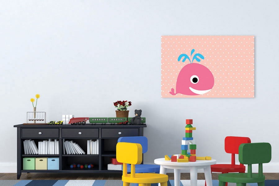 Πίνακας σε καμβά για παιδικό δωμάτιο, με θέμα ευχάριστες παιδικές εικόνες, σε αφηρημένο και μοντέρνο στυλ διακόσμησης.