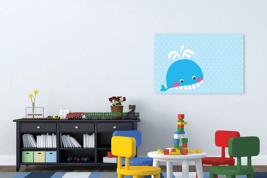 Πίνακας σε καμβά για παιδικό δωμάτιο, με χαριτωμένα σχέδια, σε ρεαλιστικό και μοντέρνο στυλ διακόσμησης.