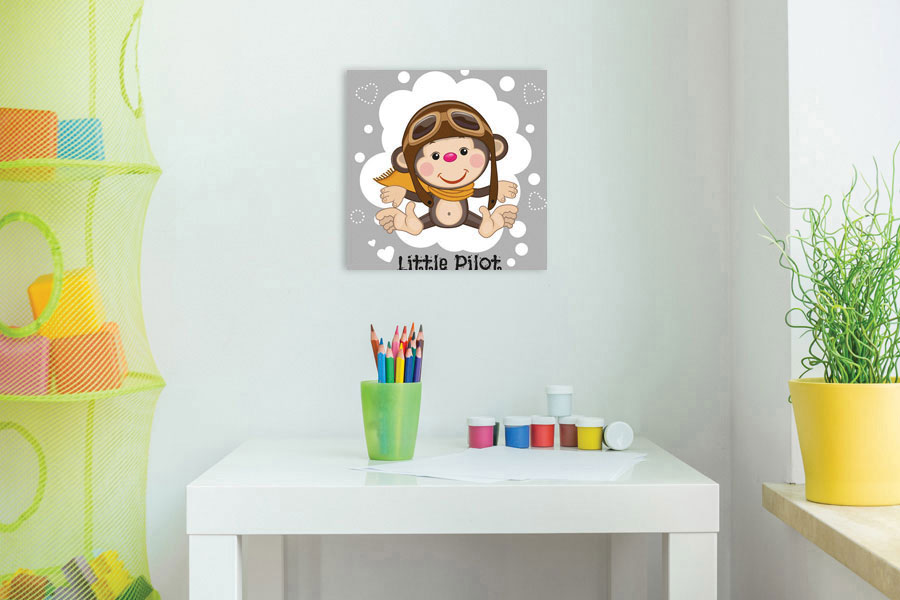 Πίνακας σε καμβά για παιδικό δωμάτιο, με χαρούμενα σχέδια, σε ρεαλιστικό στυλ και μοντέρνα διακόσμηση.