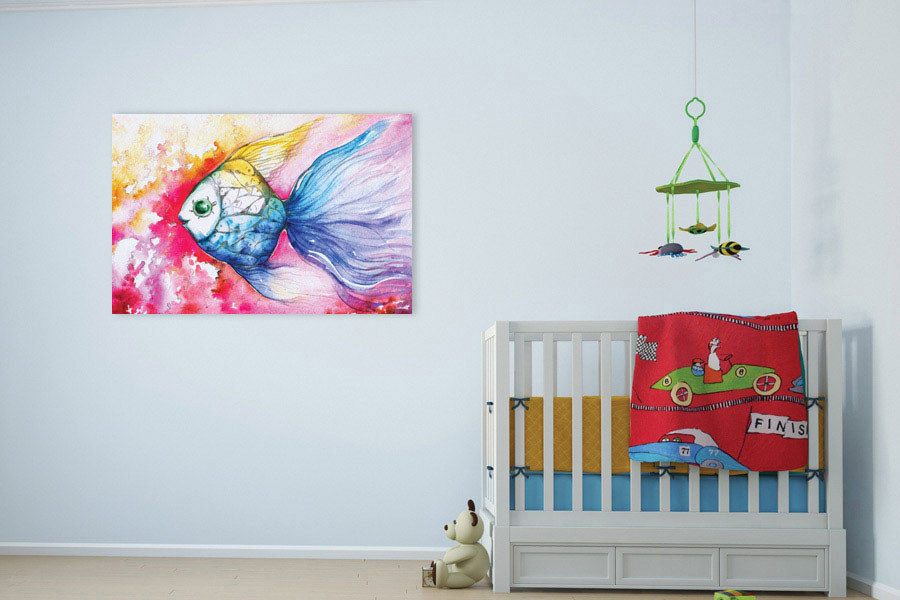 Πίνακας σε καμβά για παιδικό δωμάτιο, με παιδικές εικόνες, σε ρεαλιστικό και μοντέρνο στυλ διακόσμησης.