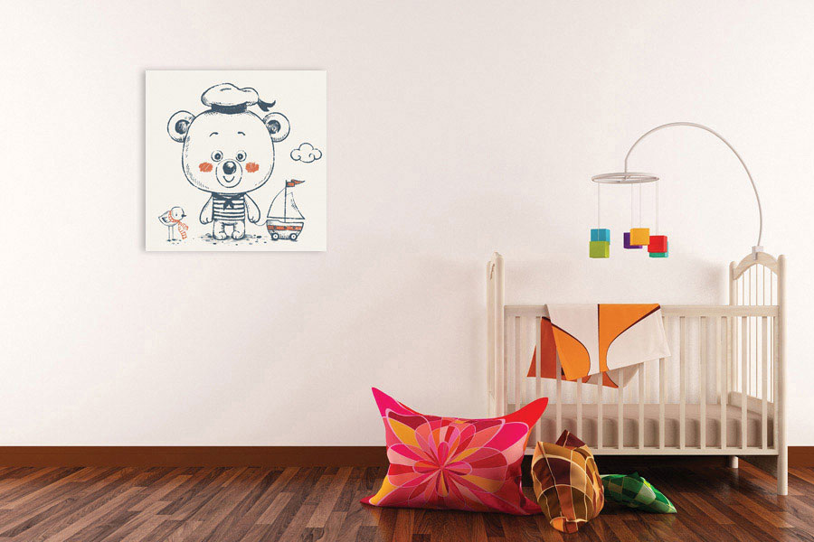 Πίνακας σε καμβά για παιδικό δωμάτιο, με παιδικές εικόνες, σε ρεαλιστικό και κλασικό στυλ διακόσμησης.