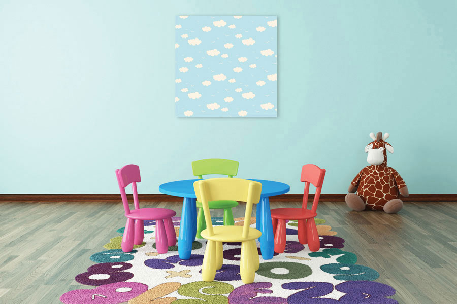 Πίνακας σε καμβά για παιδικό δωμάτιο, με χαρούμενα σχέδια, σε αφηρημένο και μοντέρνο στυλ διακόσμησης.