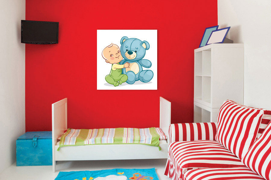 Πίνακας σε καμβά για παιδικό δωμάτιο, με παιδικά θέματα σε αφηρημένο στυλ, ιδανικός για μοντέρνα διακόσμηση.