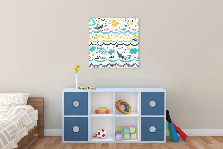 Πίνακας σε καμβά για παιδικό δωμάτιο, με παιχνιδιάρικη θεματολογία, σε αφηρημένο στυλ, ιδανικός για μοντέρνα διακόσμηση.