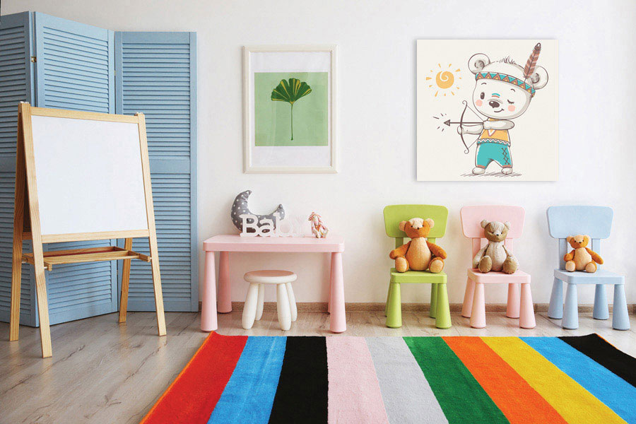 Πίνακας σε καμβά για παιδικό δωμάτιο, με θέμα παιδικές εικόνες, σε ρεαλιστικό και μοντέρνο στυλ διακόσμησης.