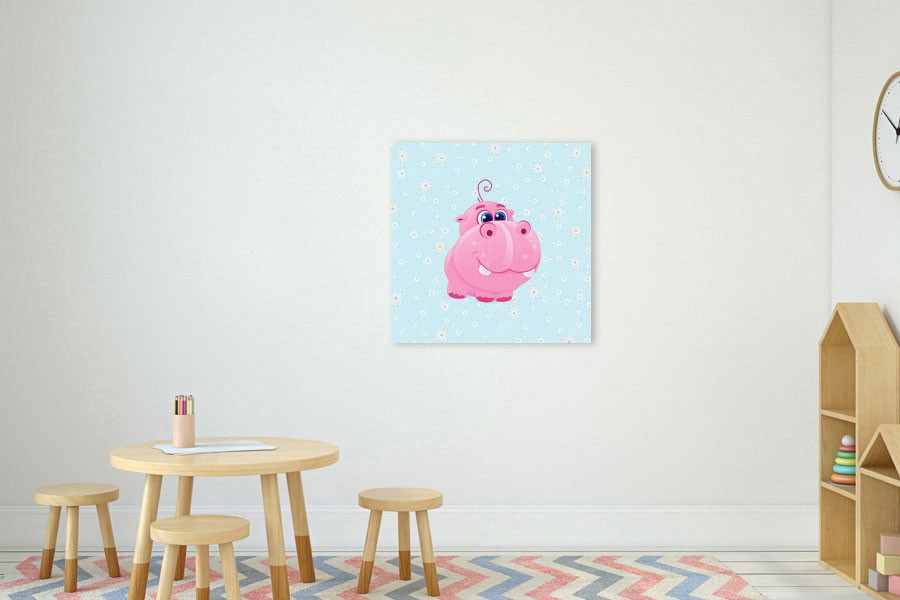 Πίνακας σε καμβά για παιδικό δωμάτιο με παιδικές εικόνες και χαρούμενα χρώματα, σε μοντέρνο στυλ διακόσμησης.