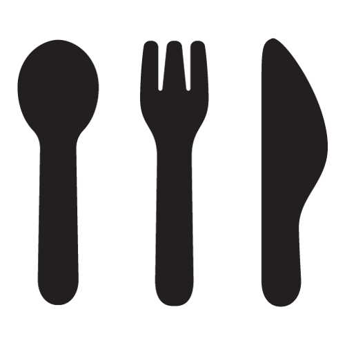 Αυτοκόλλητο τοίχου από βινύλιο που απεικονίζει ένα κουτάλι, ένα πιρούνι και ένα μαχαίρι σε παιδικό σχήμα. Είναι ανθεκτικό και κολλάει και ξεκολλάει εύκολα.Μπορείτε να μας ζητήσετε να εκτυπωθεί σε ότι διάσταση και χρώμα θέλετε.  