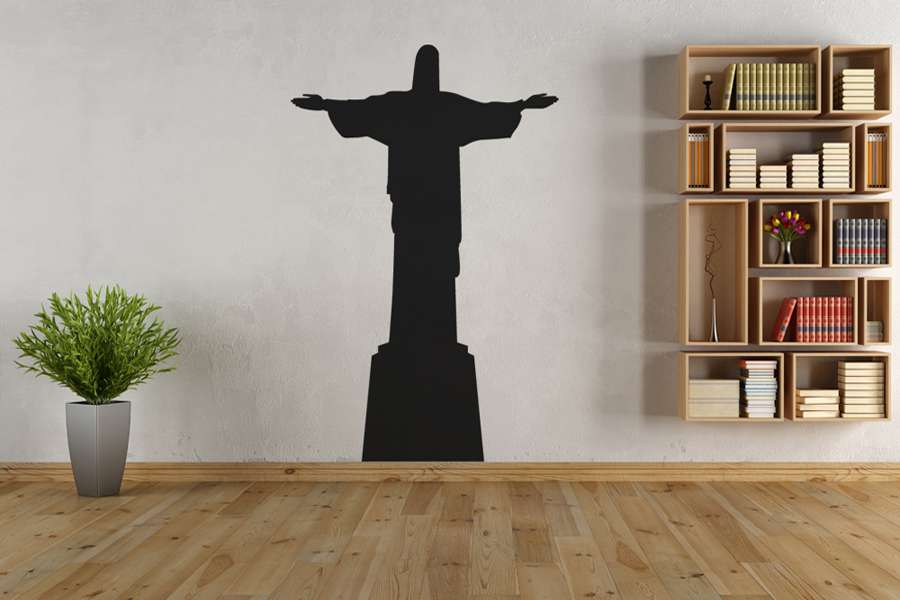 Αυτοκόλλητο τοίχου από βινύλιο που απεικονίζει το άγαλμα του Ιησού στο Ρίο. Είναι ανθεκτικό και κολλάει και ξεκολλάει εύκολα.Μπορείτε να μας ζητήσετε να εκτυπωθεί σε ότι διάσταση και χρώμα θέλετε. 
