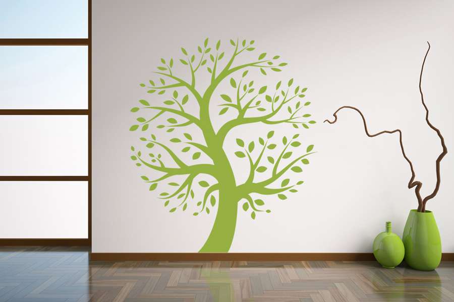 Αυτοκόλλητο τοίχου από βινύλιο που απεικονίζει ένα δέντρο με φύλλωμα που σχηματίζει κύκλο. Είναι ανθεκτικό και κολλάει και ξεκολλάει εύκολα.Μπορείτε να μας ζητήσετε να εκτυπωθεί σε ότι διάσταση και χρώμα θέλετε.  