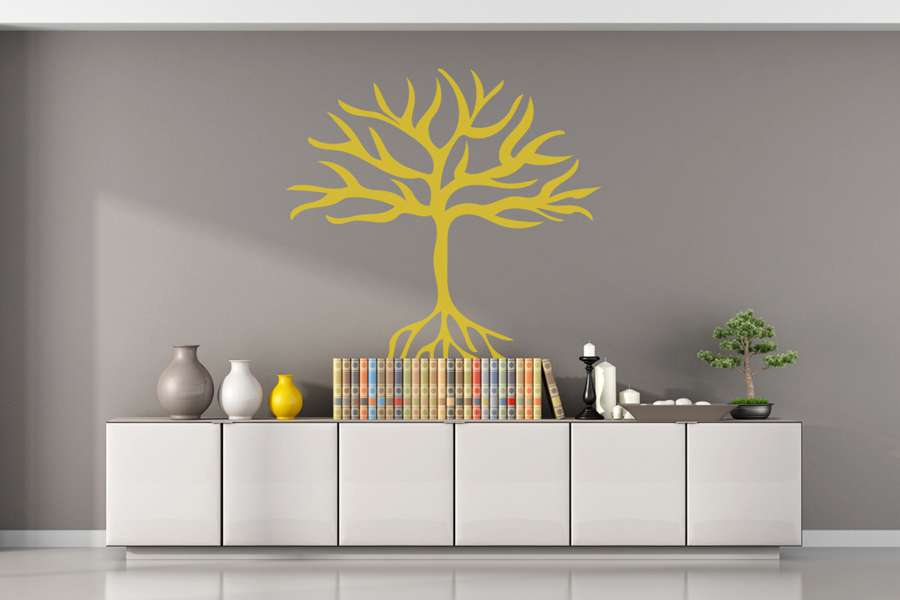 Αυτοκόλλητο τοίχου από βινύλιο που απεικονίζει ένα δέντρο με κορμό, κλαδιά χωρίς φύλλα και ρίζες. Είναι ανθεκτικό και κολλάει και ξεκολλάει εύκολα.Μπορείτε να μας ζητήσετε να εκτυπωθεί σε ότι διάσταση και χρώμα θέλετε. 