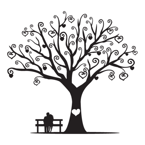 Αυτοκόλλητο τοίχου από βινύλιο που απεικονίζει ένα δέντρο με καρδιές αντί για φύλλα. Έχει επίσης μια καρδιά στον κορμό και στη βάση του υπάρχει ένα παγκάκι με ένα ζευγάρι. Είναι ανθεκτικό και κολλάει και ξεκολλάει εύκολα.Μπορείτε να μας ζητήσετε να εκτυπωθεί σε ότι διάσταση και χρώμα θέλετε.   