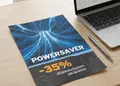 Flyer προώθησης υπηρεσιών με έντονα χρώματα και δυναμικά γραφικά, ιδανικός για εκπτώσεις και πληροφορίες.