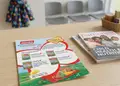 Flyer για προώθηση υπηρεσιών με έντονα χρώματα και οργανωμένη διάταξη, περιλαμβάνει ελκυστικά γραφικά.
