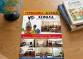 Δημιουργικό flyer με κίτρινο και μπλε χρώματα, ζωντανό σχέδιο και ευανάγνωστο κείμενο για εταιρική προώθηση.