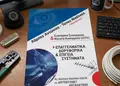 Flyer προώθησης με έντονα χρώματα και κομψό σχέδιο, κατάλληλο για εκπτώσεις και υπηρεσίες επιχείρησης.