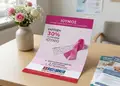 Flyer εκτύπωσης με ζωντανά χρώματα και οργανωμένη διάταξη, ιδανικό για προσφορές και εταιρική ενημέρωση.