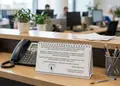 Επιτραπέζιο τριγωνικό ημερολόγιο με μεταλλικό σπιράλ και ζωντανά χρώματα, ιδανικό για γραφείο.